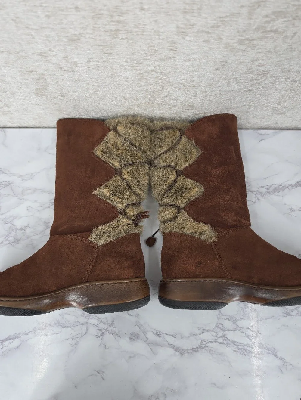 Dansko Fyodora Boot Brown Suede Mid-calf Winter Boots Faux Fur Boho Embroidered